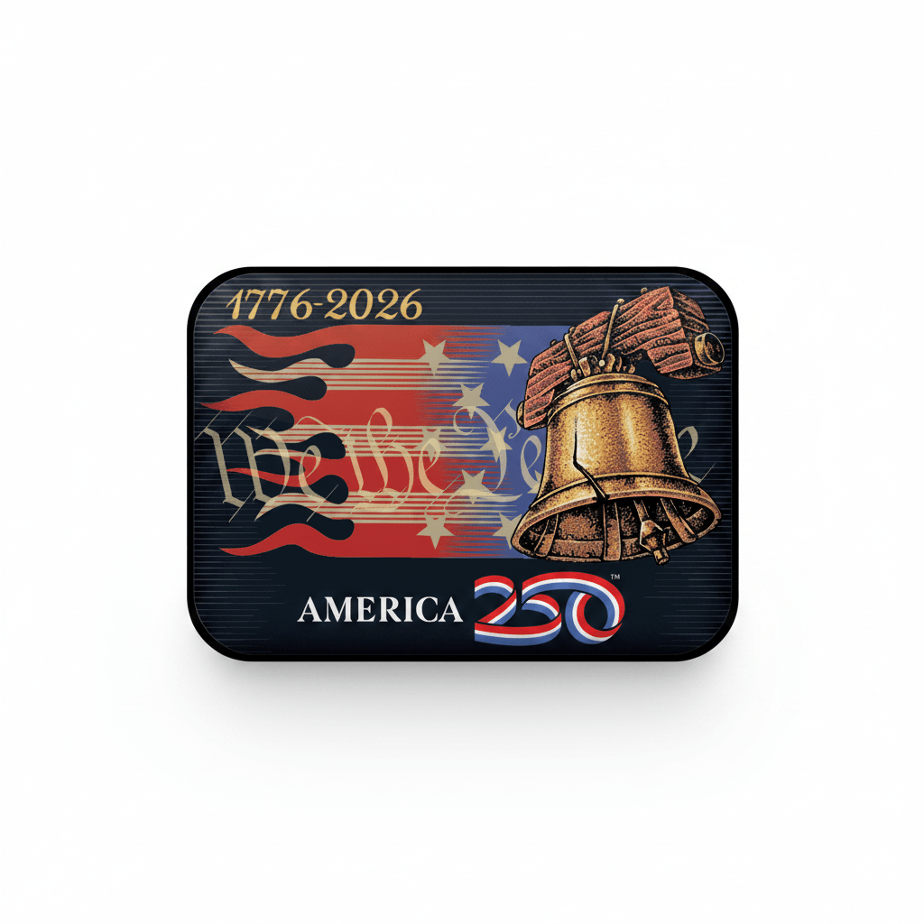 Official America250™ Flaming Liberty Bell Souvenir Fridge Magnet - PatriotDepot.com