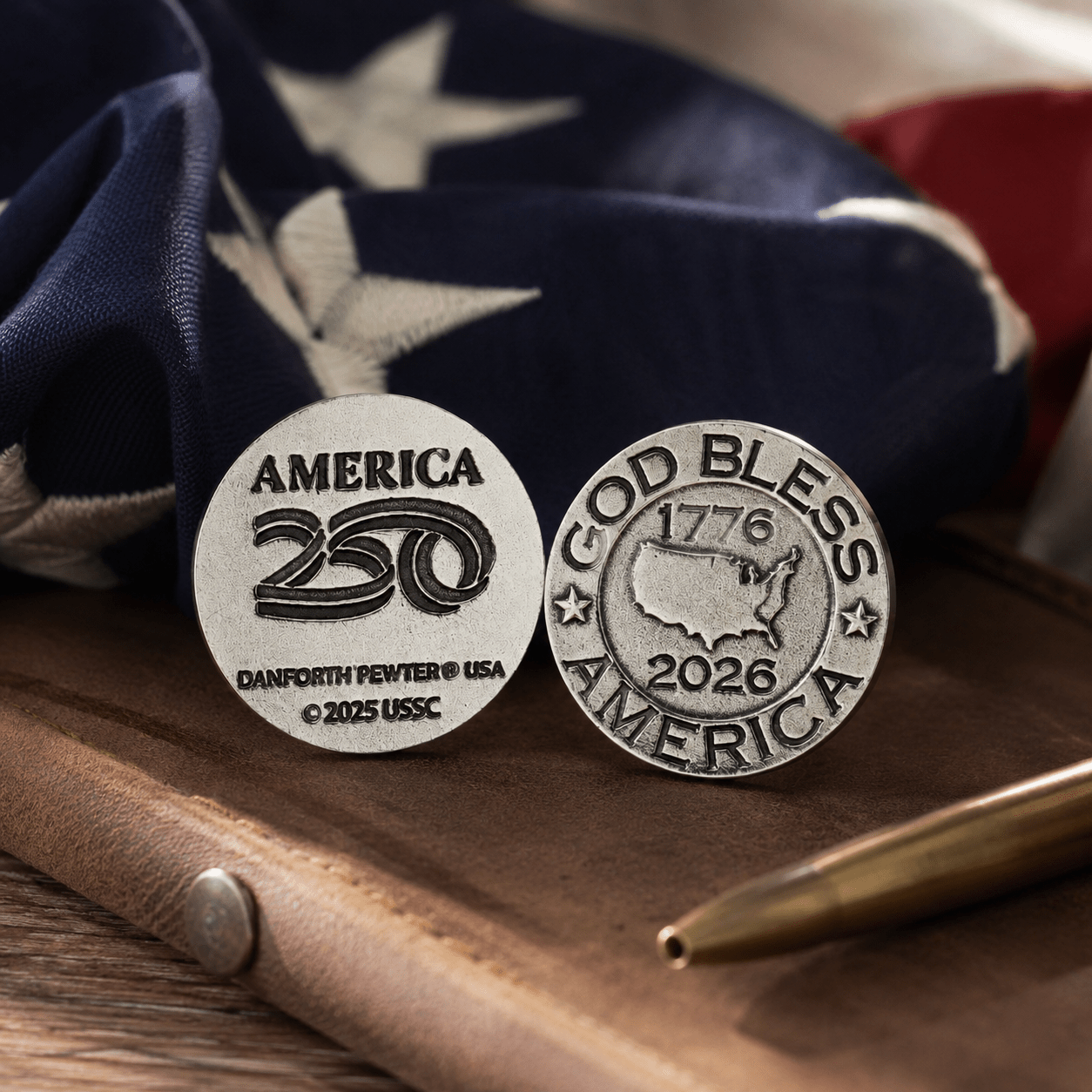 Official America250™ God Bless America Coin | Dansforth Pewter Coin | USA Gift - PatriotDepot.com