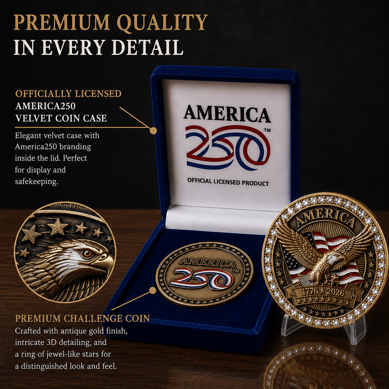 Official America250™ Legacy Challenge Coin Collection – 1776–2026 Edition - PatriotDepot.com