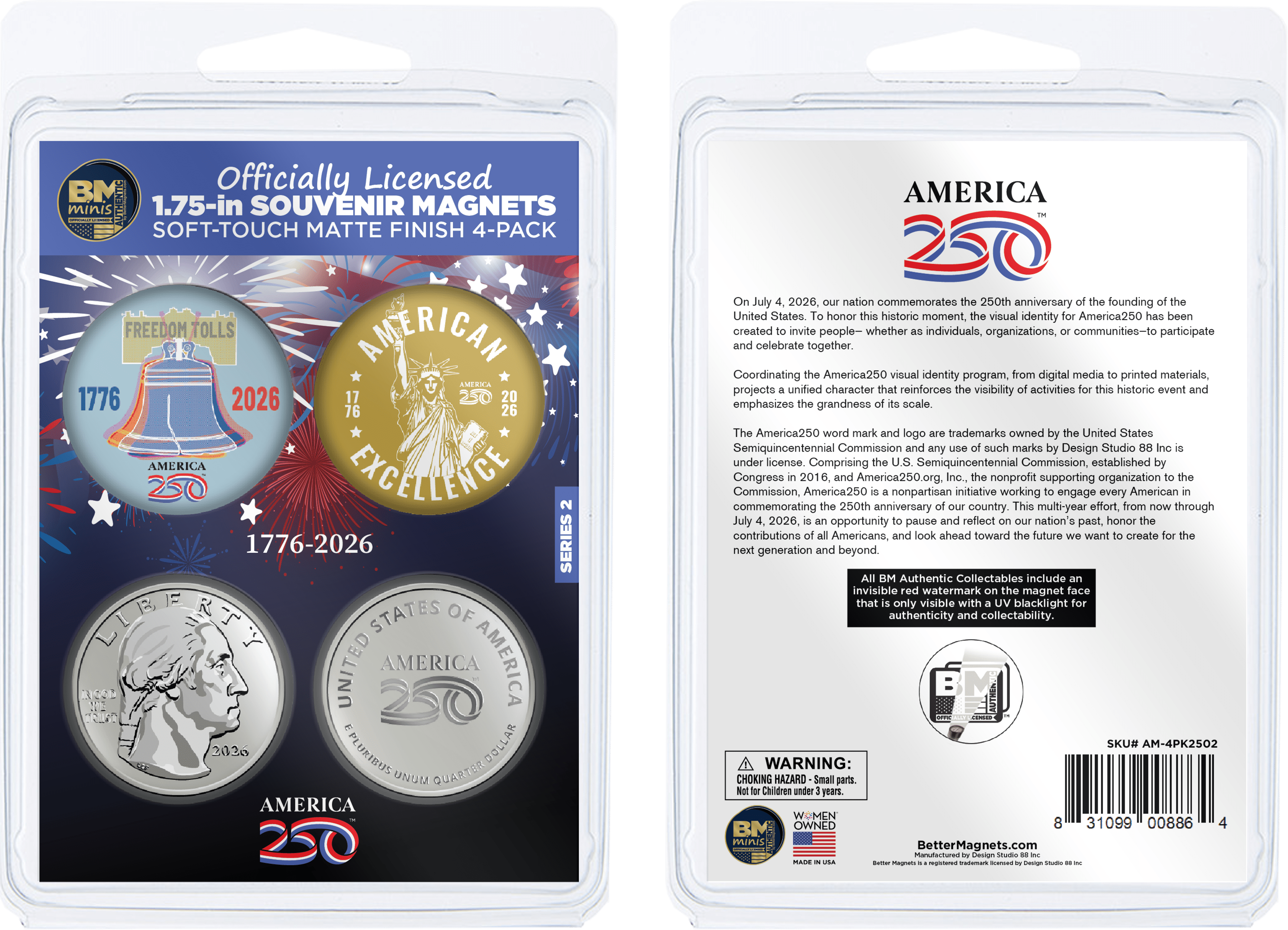 Official America250™ Mini Fridge Magnet 4 - Pack | Officially Licensed - PatriotDepot.com