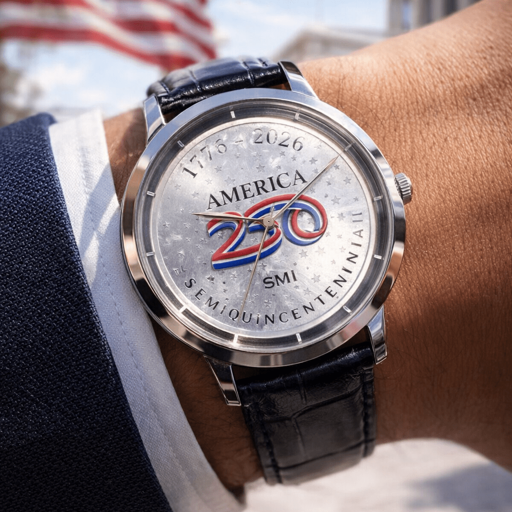 Official America250™ Semiquincentennial Commemorative Silver Colorized Watch - PatriotDepot.com