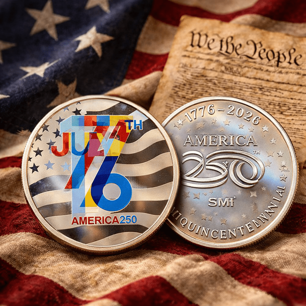 Official America250™ Semiquincentennial Silver - Clad Commemorative Round (1776–2026) - PatriotDepot.com