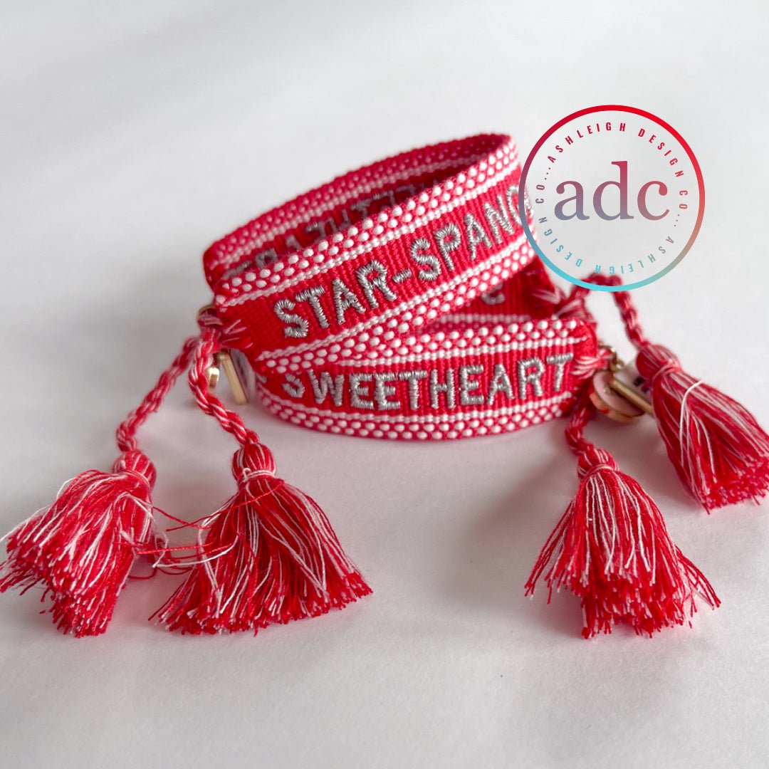 Official Star Spangled Sweetheart with America250 Charm Woven Bracelet - PatriotDepot.com