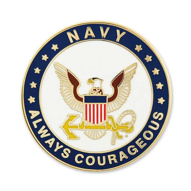 Officially Licensed U.S. Navy “Always Courageous” Emblem Lapel Pin - PatriotDepot.com