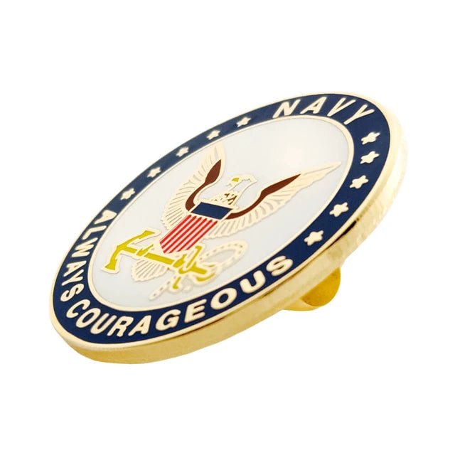 Officially Licensed U.S. Navy “Always Courageous” Emblem Lapel Pin - PatriotDepot.com