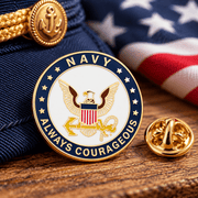 Officially Licensed U.S. Navy “Always Courageous” Emblem Lapel Pin - PatriotDepot.com