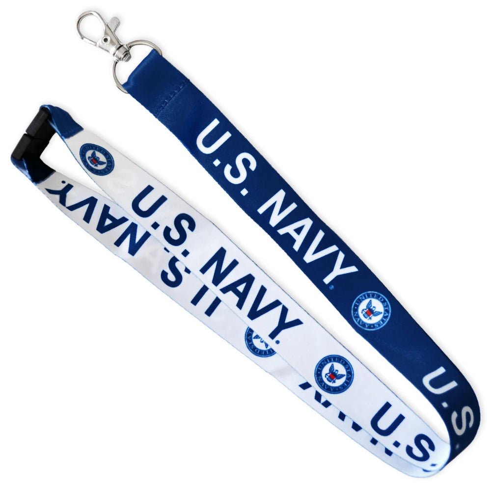 Officially Licensed U.S. Navy Reversible Printed Lanyard – Blue & White - PatriotDepot.com