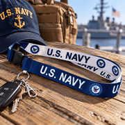 Officially Licensed U.S. Navy Reversible Printed Lanyard – Blue & White - PatriotDepot.com