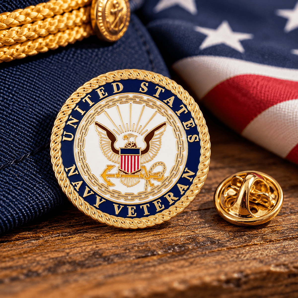 Officially Licensed U.S. Navy Veteran Cloisonné Lapel Pin - PatriotDepot.com