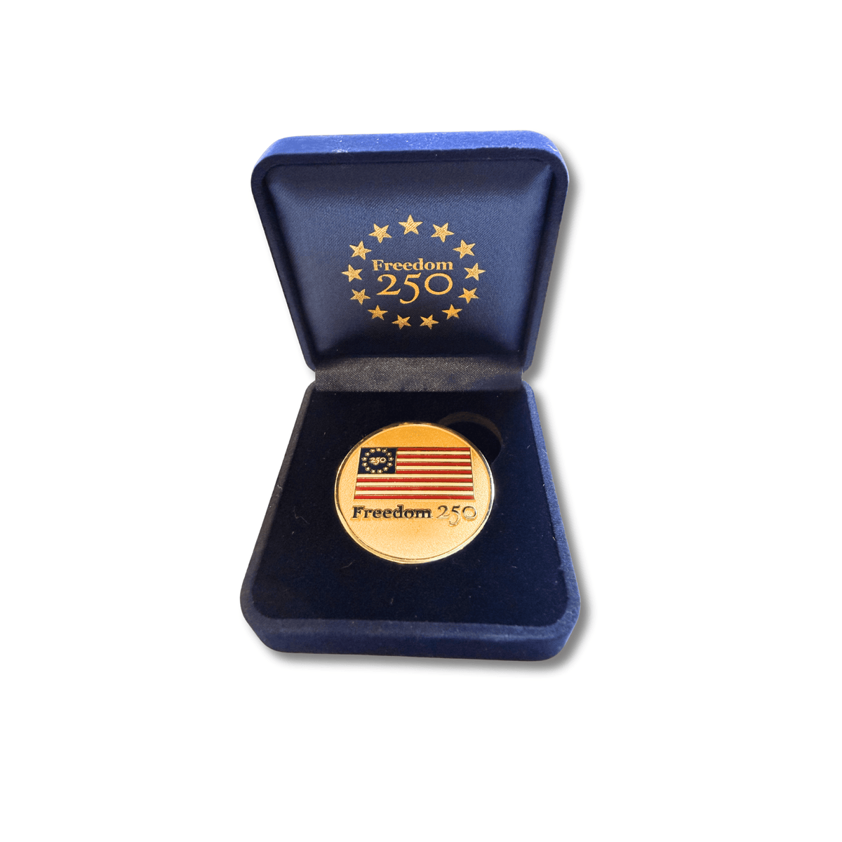 Officially Liscensed Freedom 250™ Challenge Coin | Gold Limited Edition - PatriotDepot.com