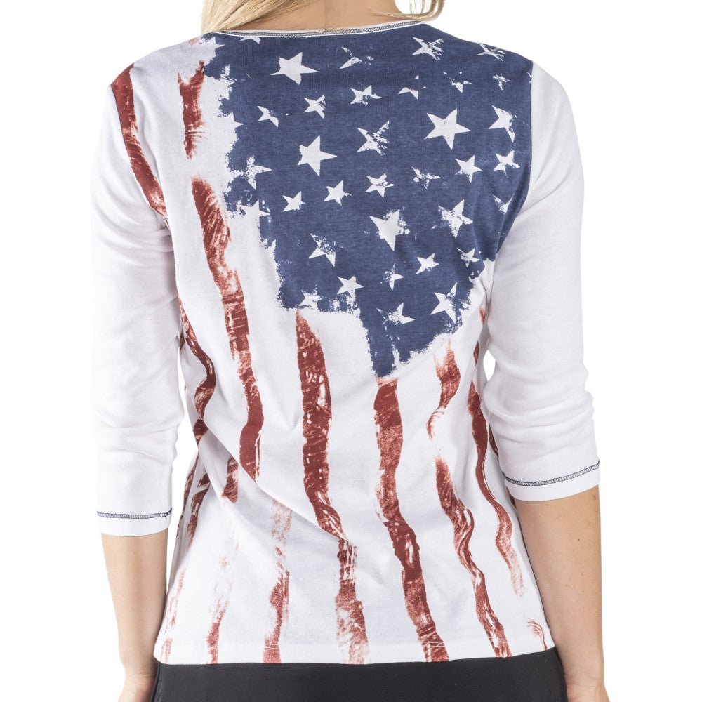 Old Glory Patriotic 3/4 Sleeve Top - PatriotDepot.com