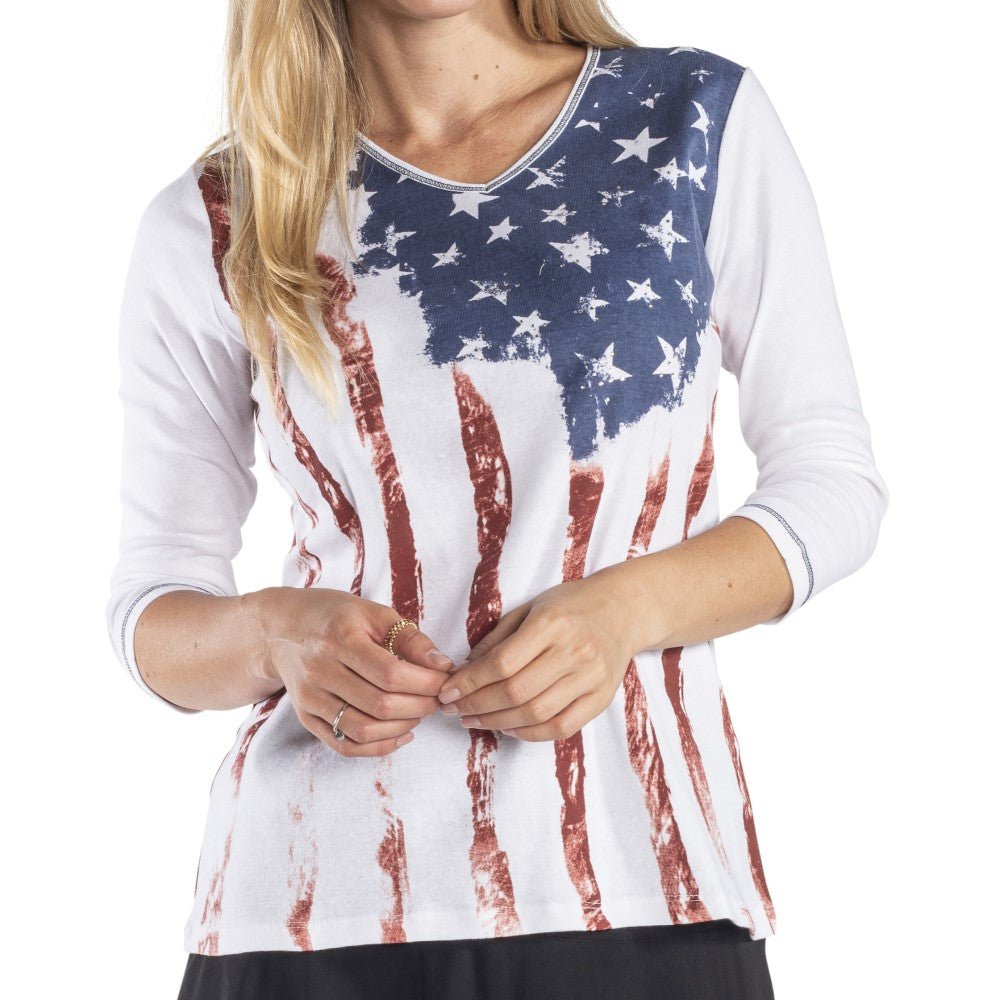 Old Glory Patriotic 3/4 Sleeve Top - PatriotDepot.com