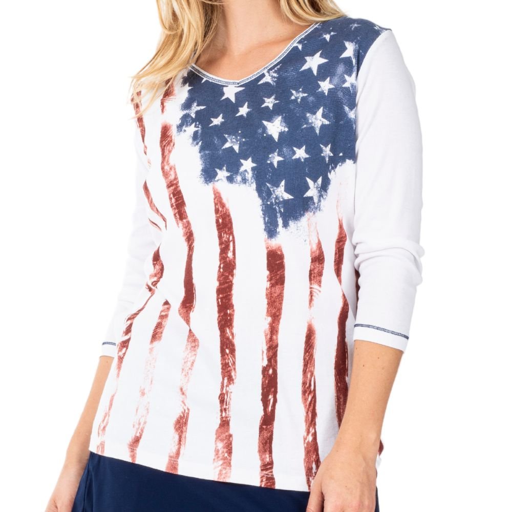 Old Glory Patriotic 3/4 Sleeve Top - PatriotDepot.com