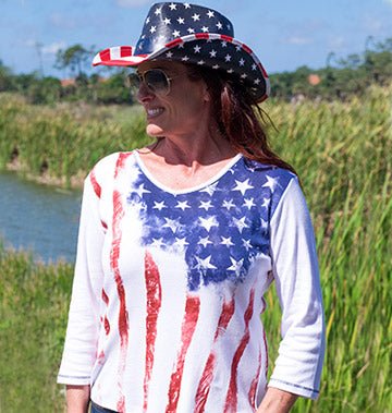 Old Glory Patriotic 3/4 Sleeve Top - PatriotDepot.com