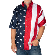 Old Glory Stars & Stripes Button - Up Shirt (100% Cotton) - PatriotDepot.com