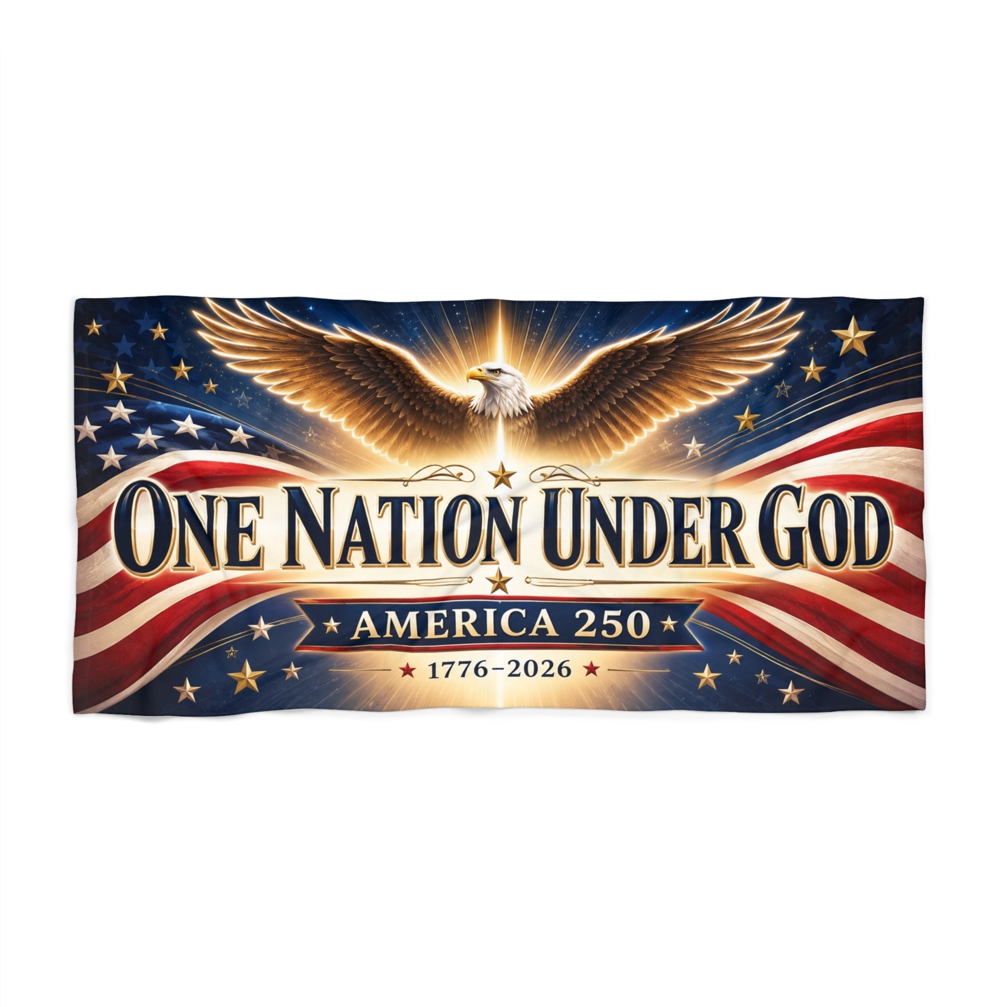 One Nation Under God 1776–2026 Custom Patriotic Beach Towel — America 250th Commemorative - PatriotDepot.com