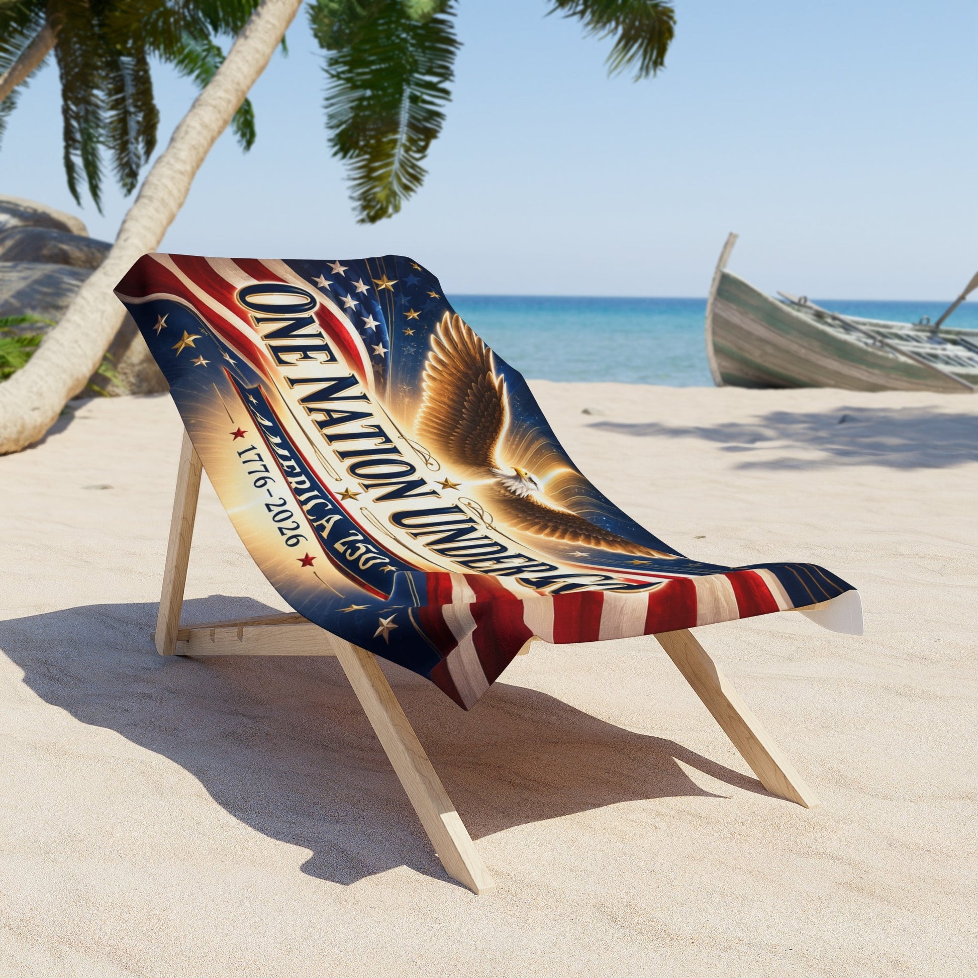 One Nation Under God 1776–2026 Custom Patriotic Beach Towel — America 250th Commemorative - PatriotDepot.com