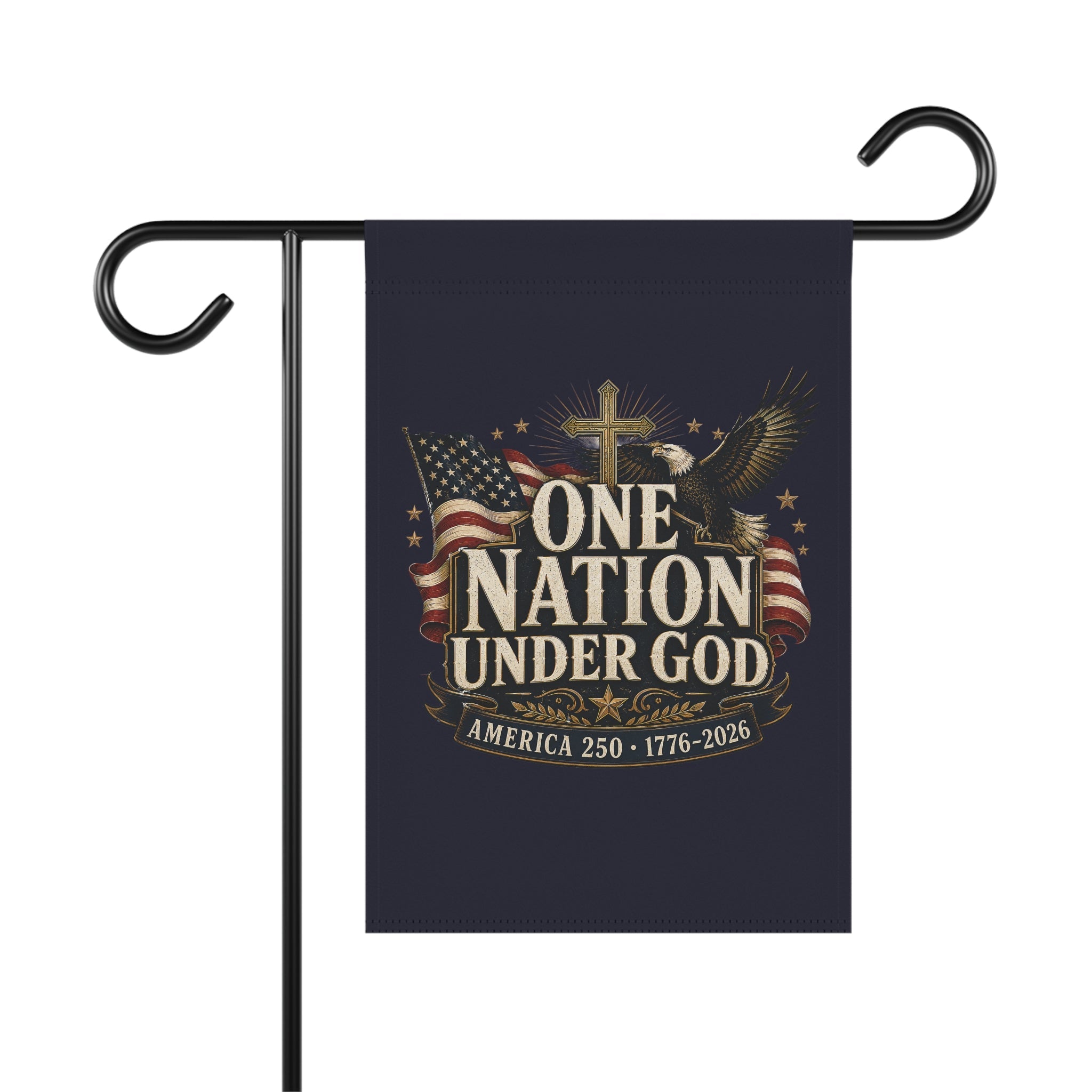 One Nation Under God 1776–2026 Patriotic Garden Flag – Double-Sided Faith & Freedom Banner - PatriotDepot.com