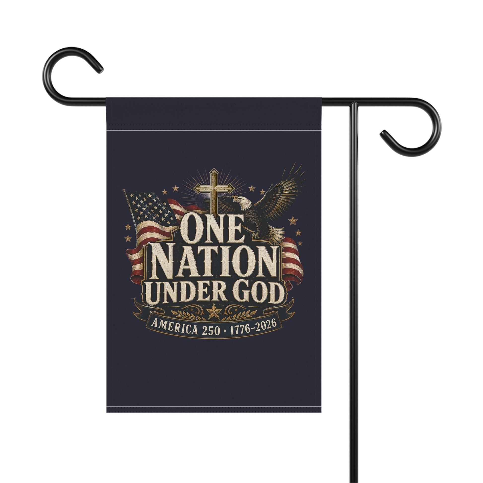 One Nation Under God 1776–2026 Patriotic Garden Flag – Double-Sided Faith & Freedom Banner - PatriotDepot.com