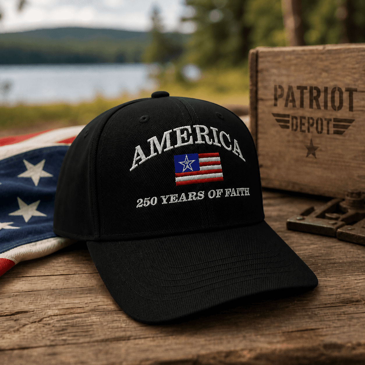 One Nation Under God 2-Pack — Flag & Embroidered Hat | 250th Anniversary Gift Set - PatriotDepot.com
