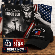 One Nation Under God 2-Pack — Flag & Embroidered Hat | 250th Anniversary Gift Set - PatriotDepot.com