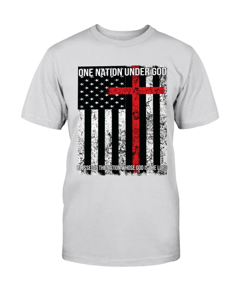 One Nation Under God. Blessed is the Nation Whose God is the Lord T-Shirt - PatriotDepot.com