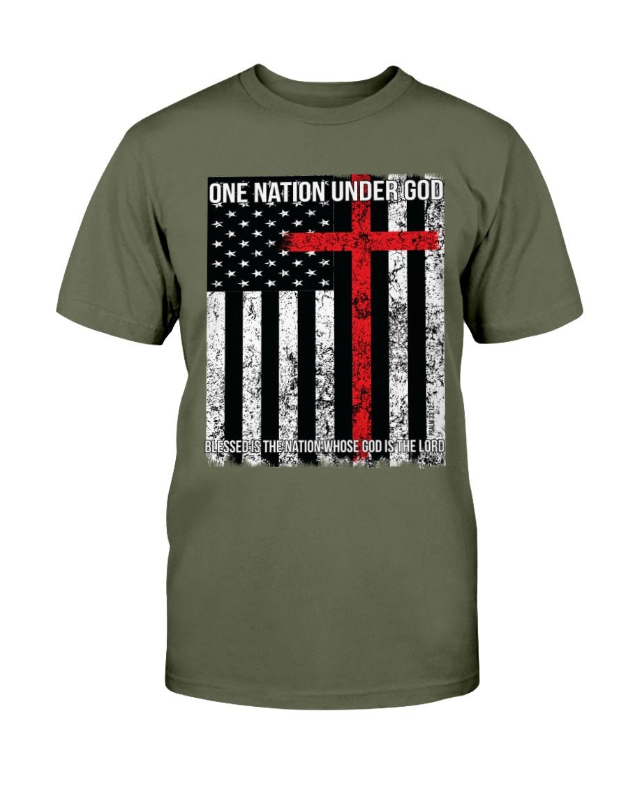 One Nation Under God. Blessed is the Nation Whose God is the Lord T-Shirt - PatriotDepot.com