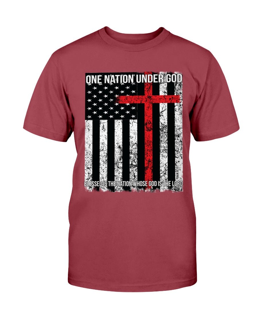One Nation Under God. Blessed is the Nation Whose God is the Lord T-Shirt - PatriotDepot.com