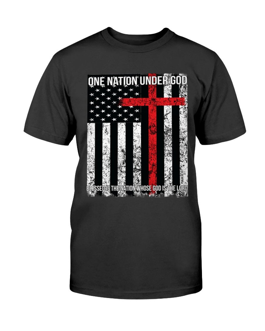 One Nation Under God. Blessed is the Nation Whose God is the Lord T-Shirt - PatriotDepot.com