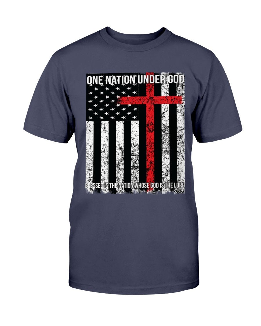 One Nation Under God. Blessed is the Nation Whose God is the Lord T-Shirt - PatriotDepot.com