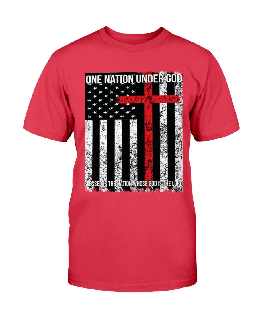 One Nation Under God. Blessed is the Nation Whose God is the Lord T-Shirt - PatriotDepot.com