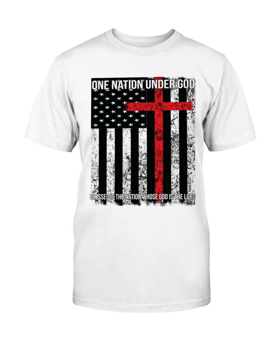 One Nation Under God. Blessed is the Nation Whose God is the Lord T-Shirt - PatriotDepot.com