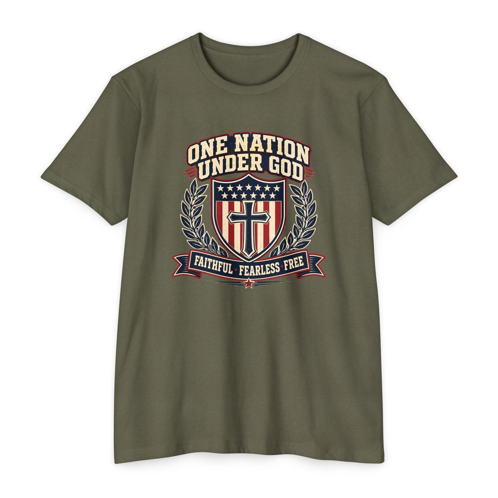 One Nation Under God T-Shirt — Faithful Fearless Free - PatriotDepot.com