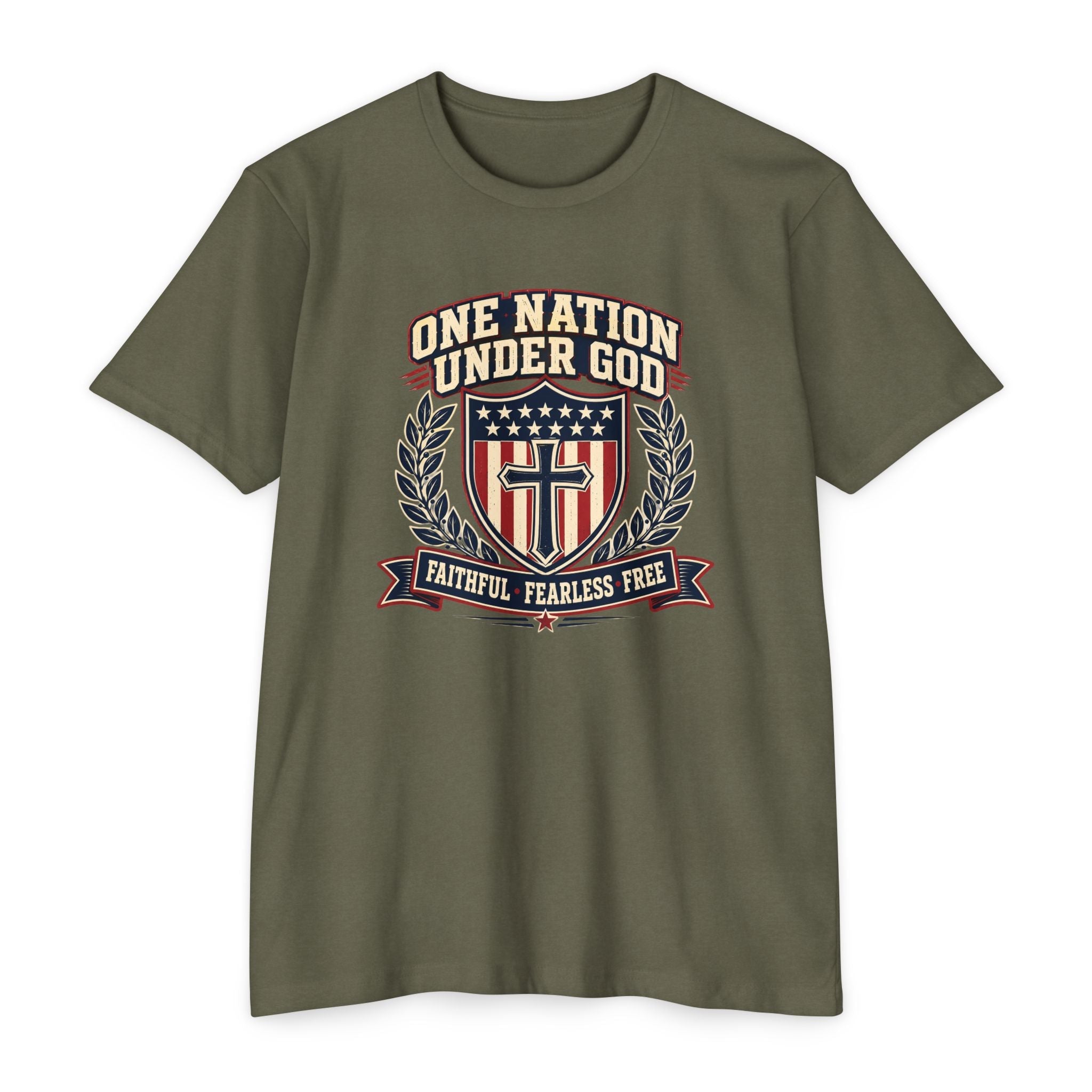 One Nation Under God T-Shirt — Faithful Fearless Free - PatriotDepot.com