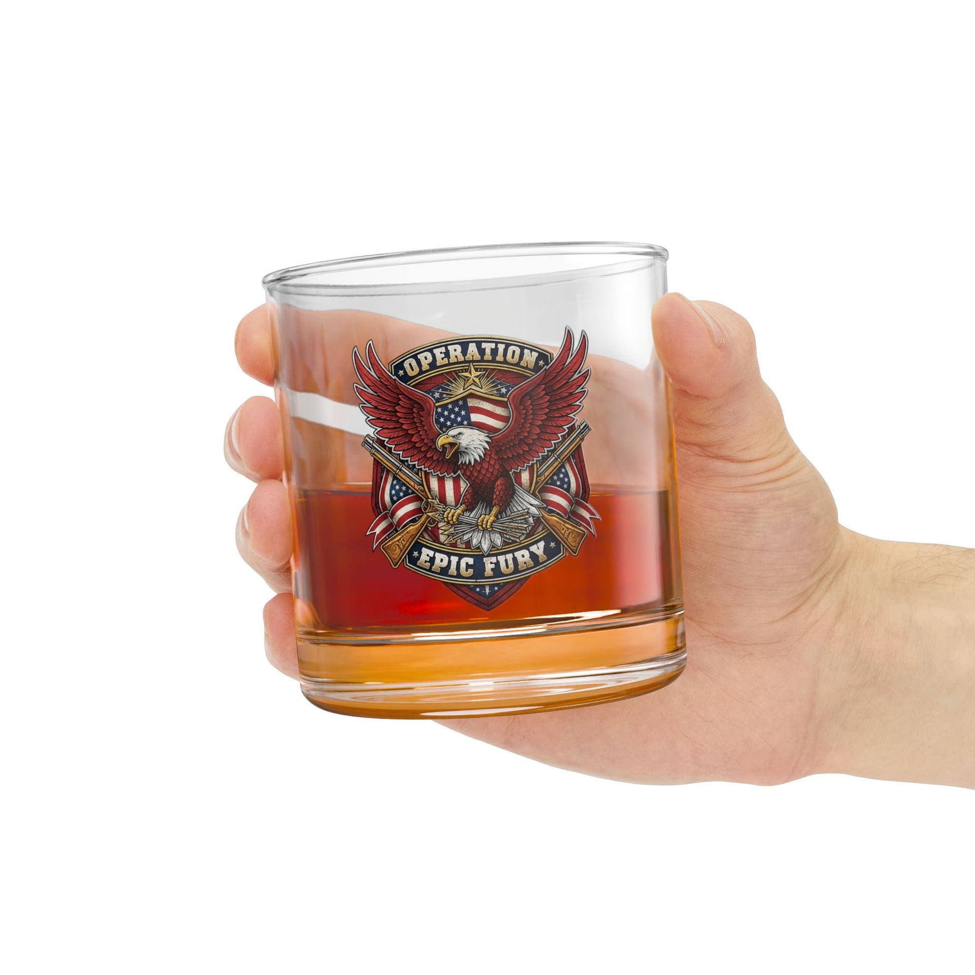 Operation Epic Fury Eagle Glass — Patriotic American Flag Military Design - PatriotDepot.com