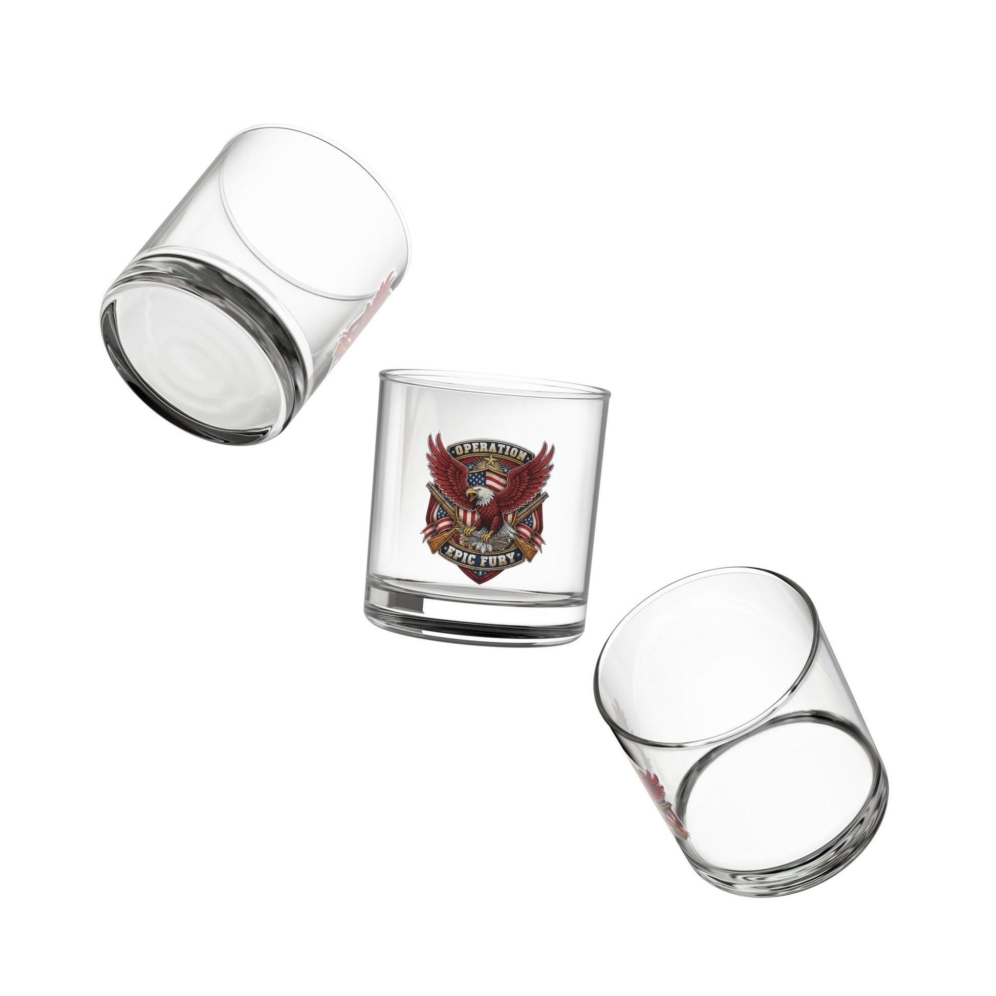 Operation Epic Fury Eagle Glass — Patriotic American Flag Military Design - PatriotDepot.com