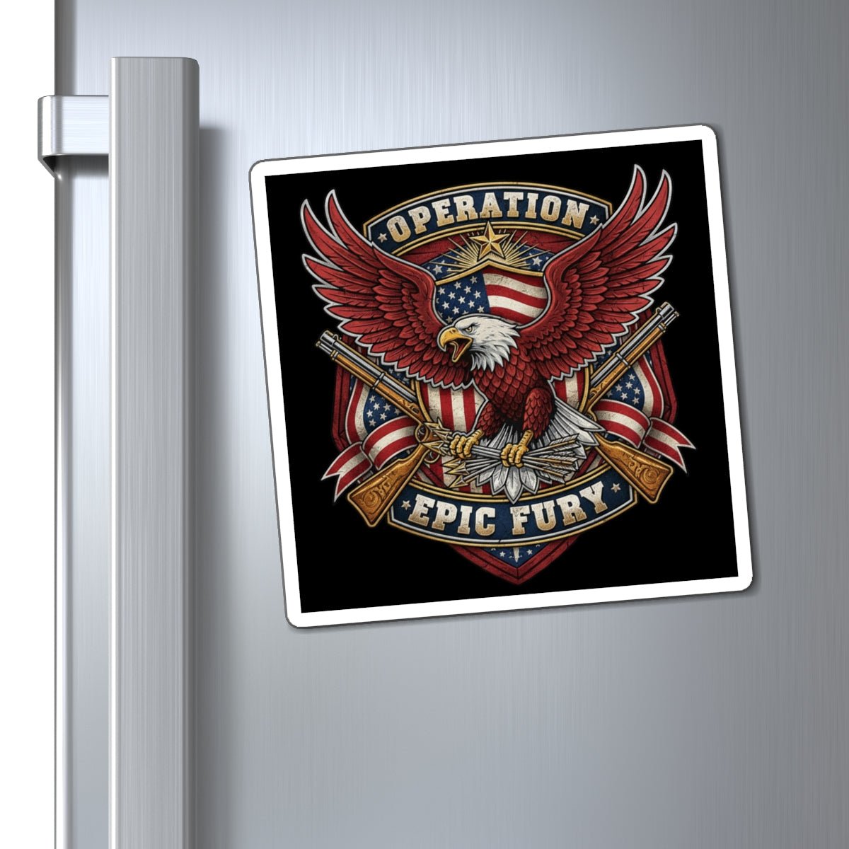 Operation Epic Fury Eagle Magnet — Patriotic American Flag Military Design - PatriotDepot.com