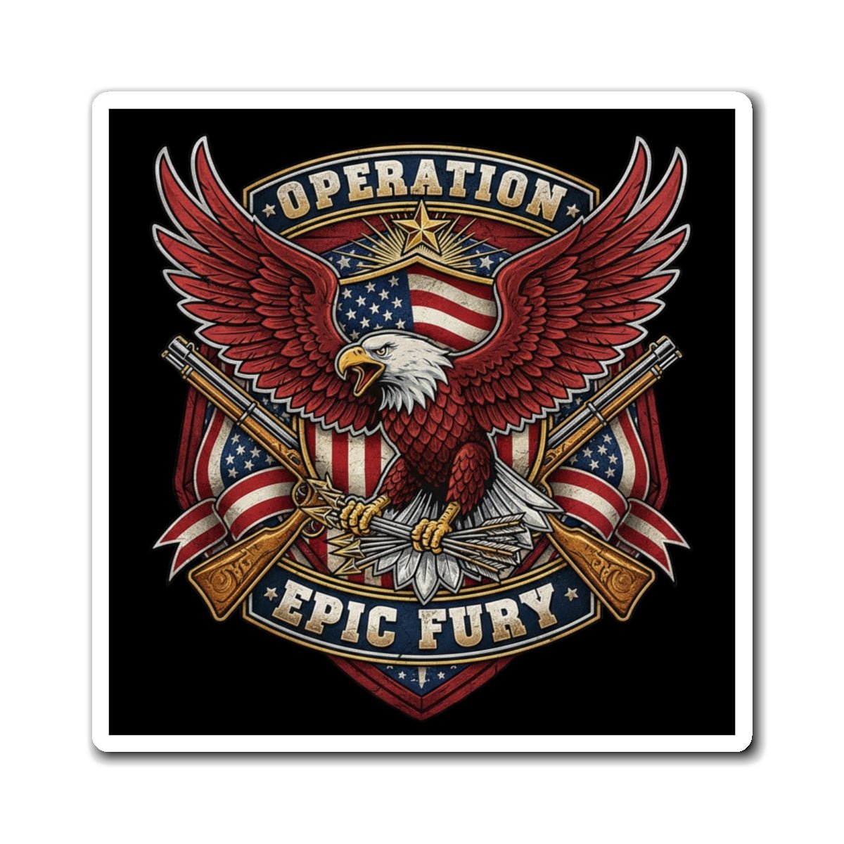 Operation Epic Fury Eagle Magnet — Patriotic American Flag Military Design - PatriotDepot.com