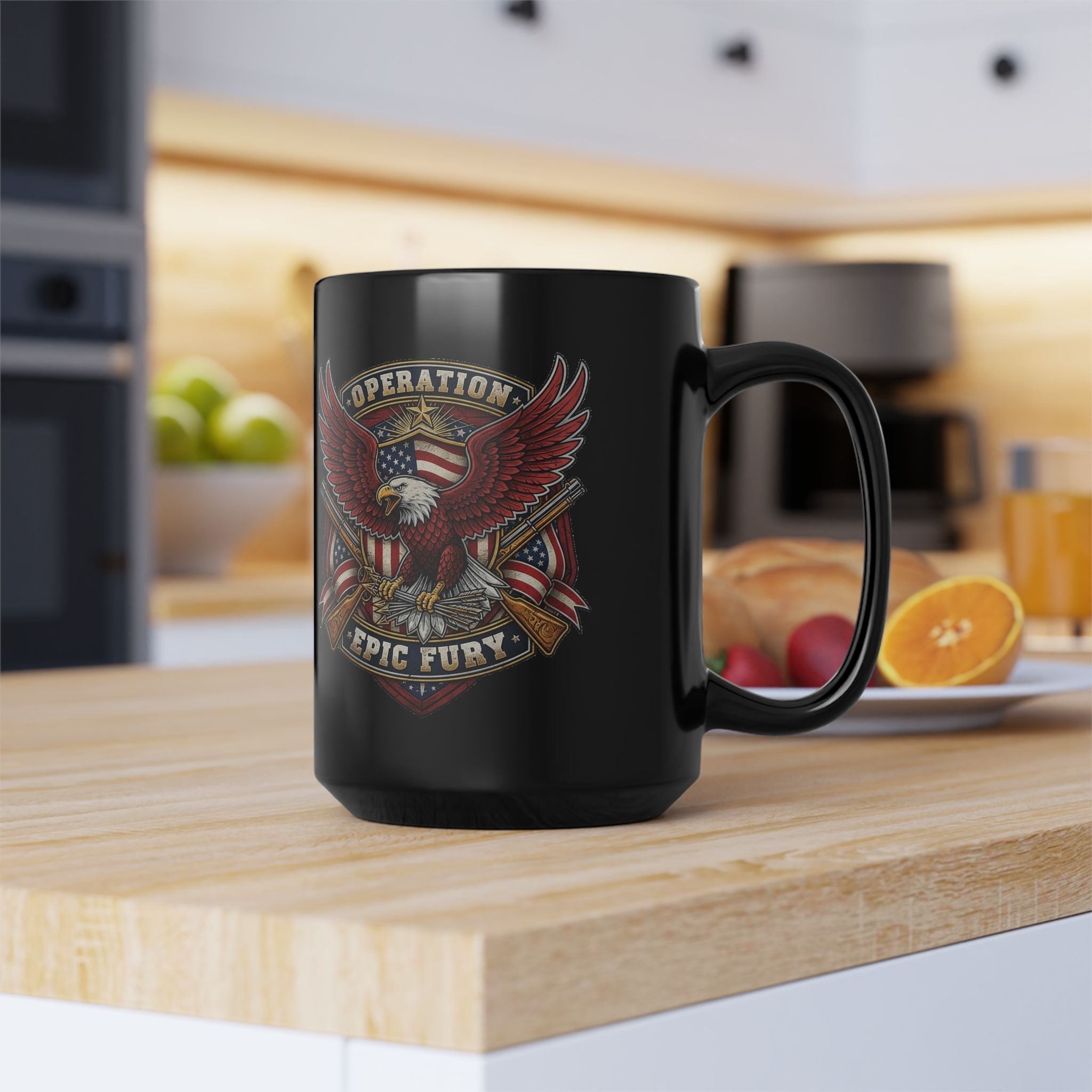 Operation Epic Fury Eagle Mug — Patriotic American Flag Military Design - PatriotDepot.com