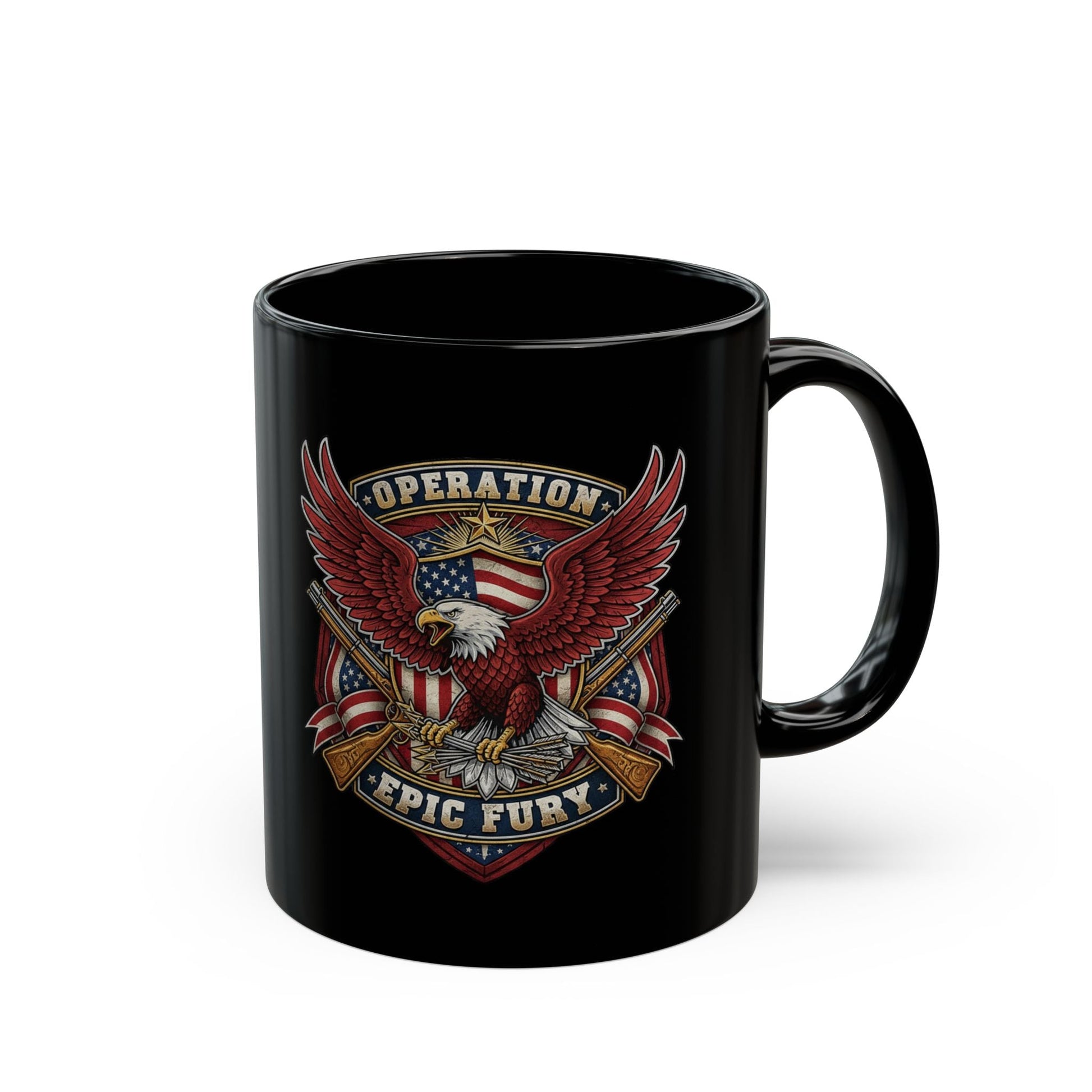 Operation Epic Fury Eagle Mug — Patriotic American Flag Military Design - PatriotDepot.com