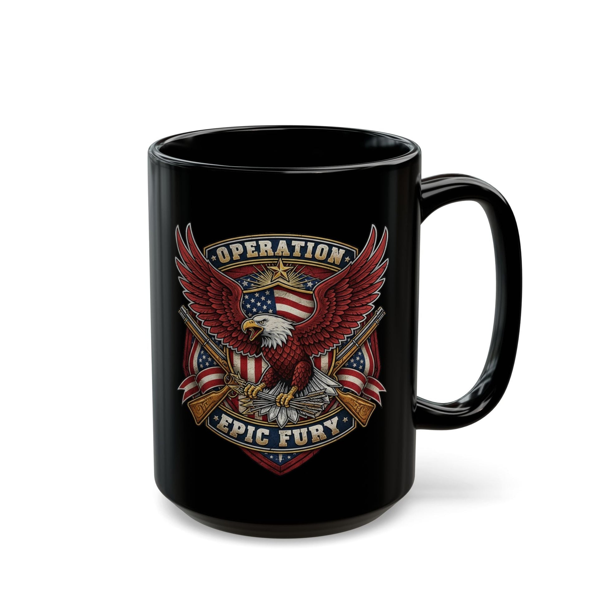 Operation Epic Fury Eagle Mug — Patriotic American Flag Military Design - PatriotDepot.com