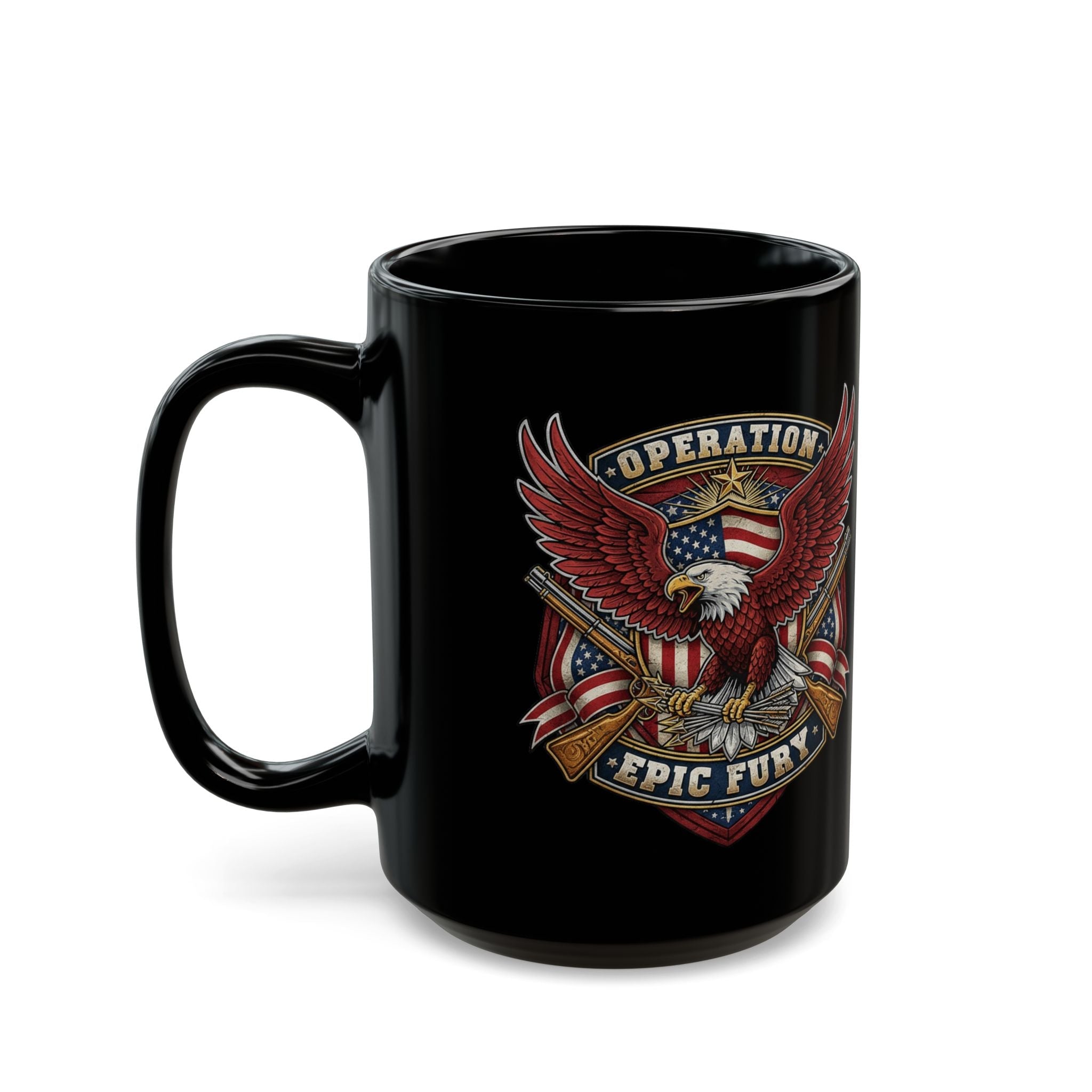 Operation Epic Fury Eagle Mug — Patriotic American Flag Military Design - PatriotDepot.com