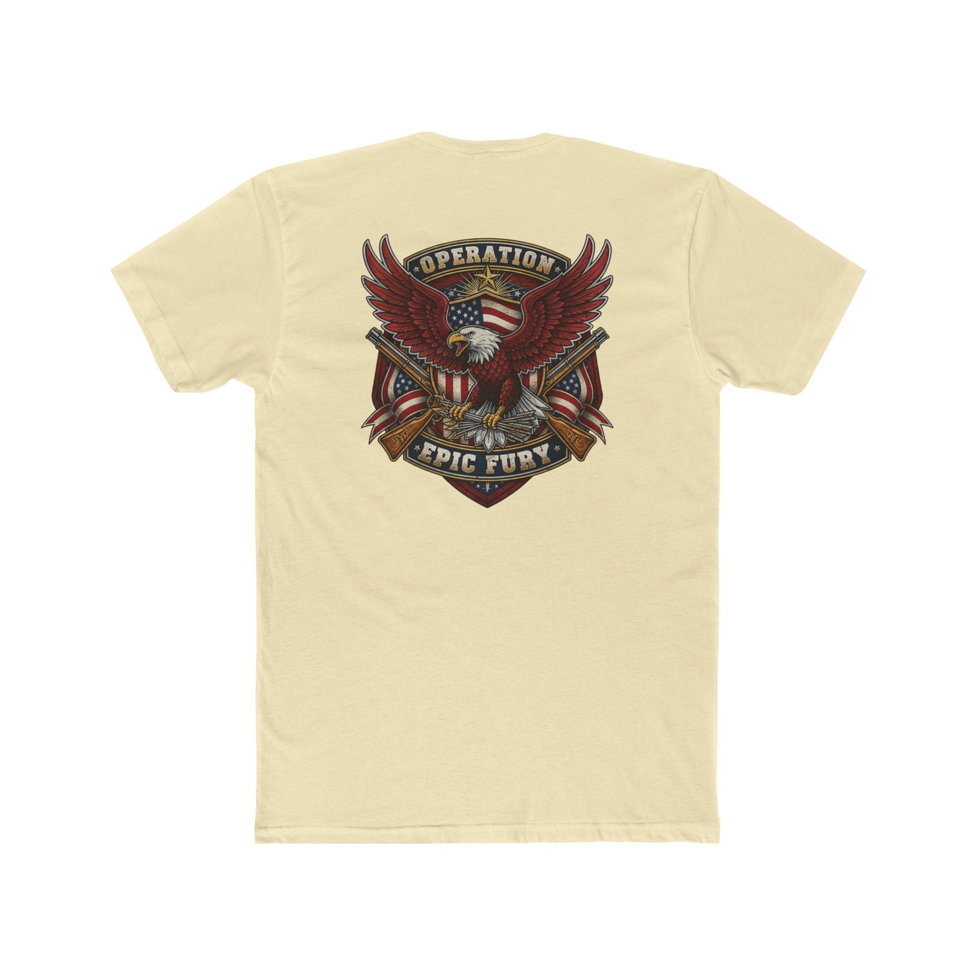 Operation Epic Fury Eagle T-Shirt — Patriotic American Flag Front/Back Military Design - PatriotDepot.com