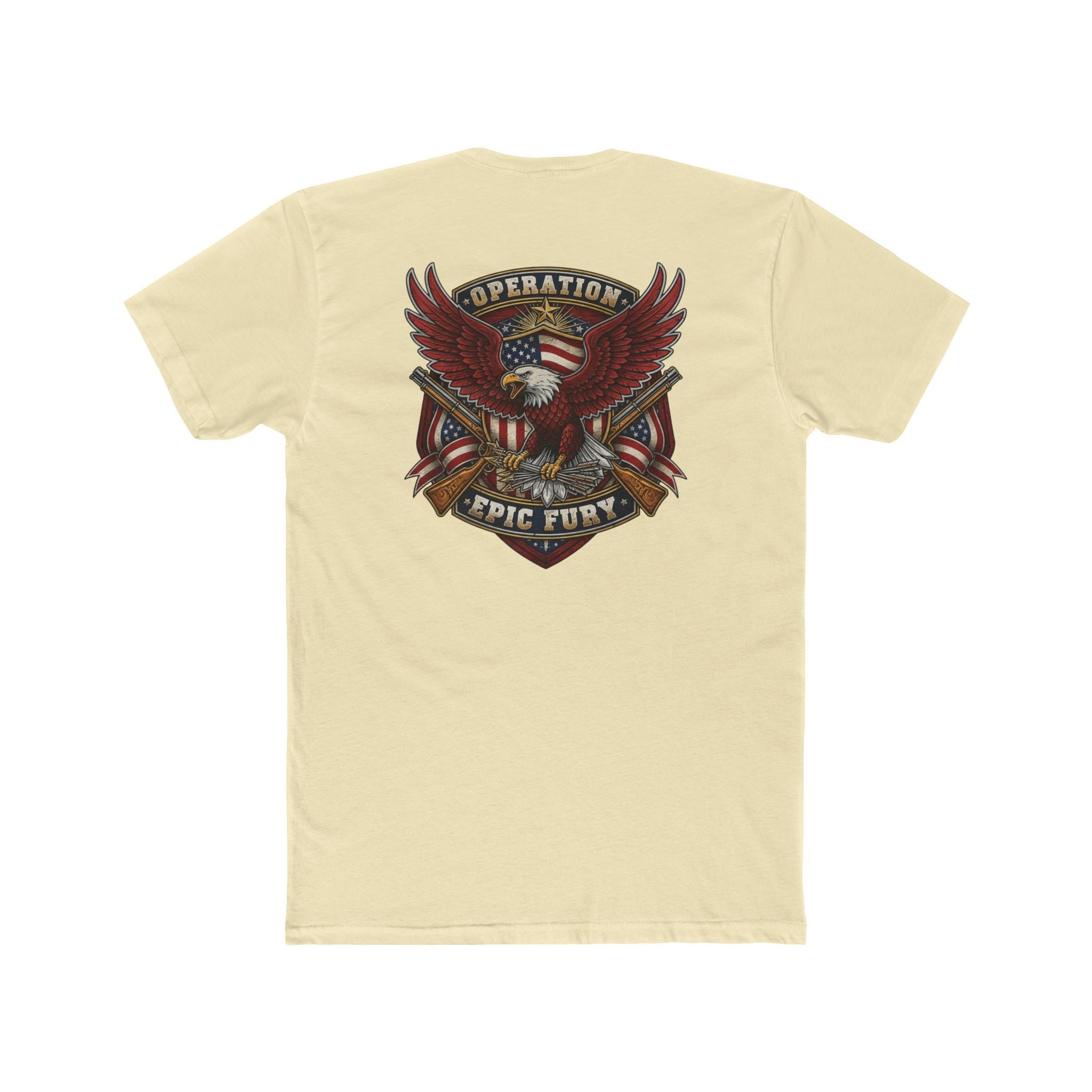 Operation Epic Fury Eagle T-Shirt — Patriotic American Flag Front/Back Military Design - PatriotDepot.com