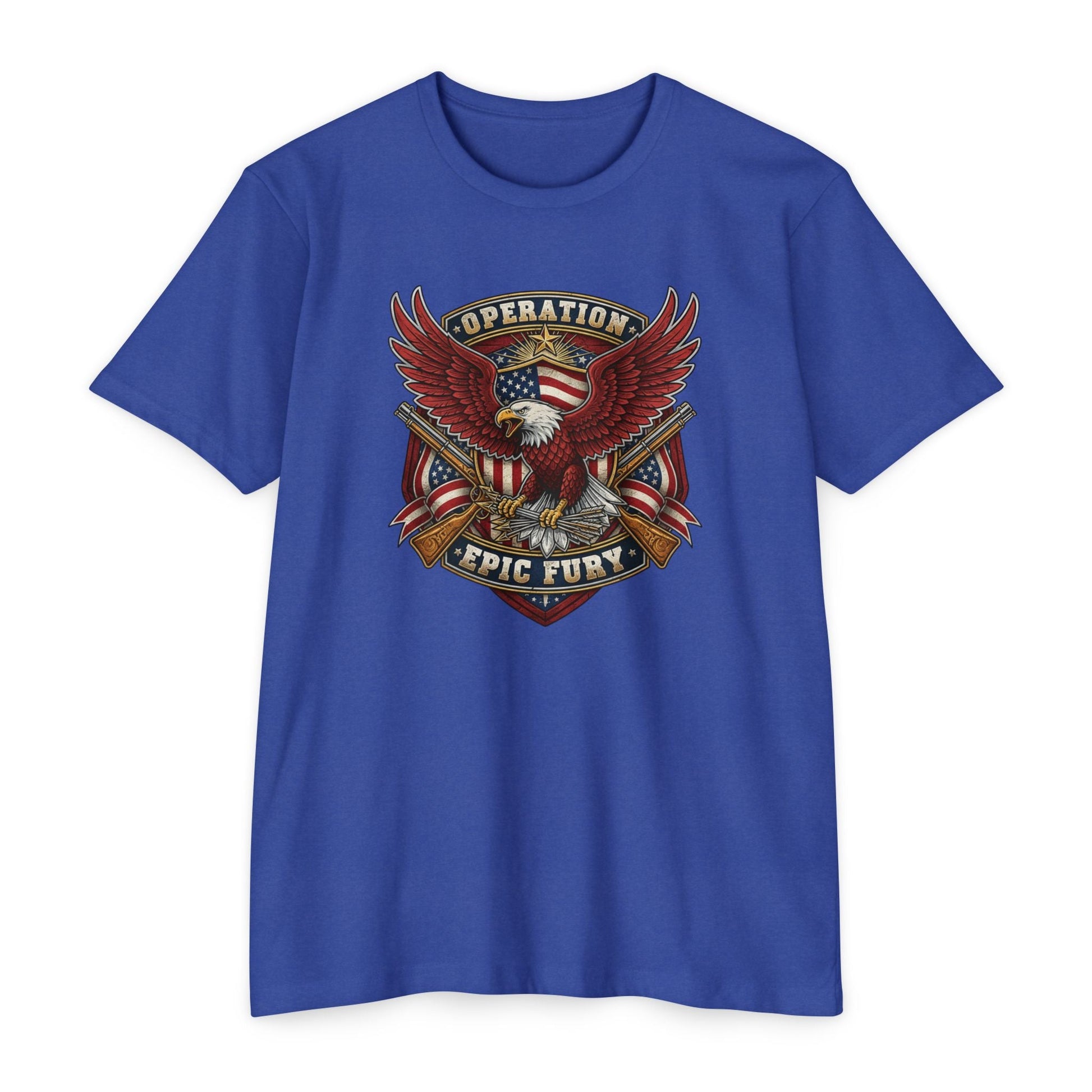 Operation Epic Fury Eagle T-Shirt — Patriotic American Flag Military Design - PatriotDepot.com