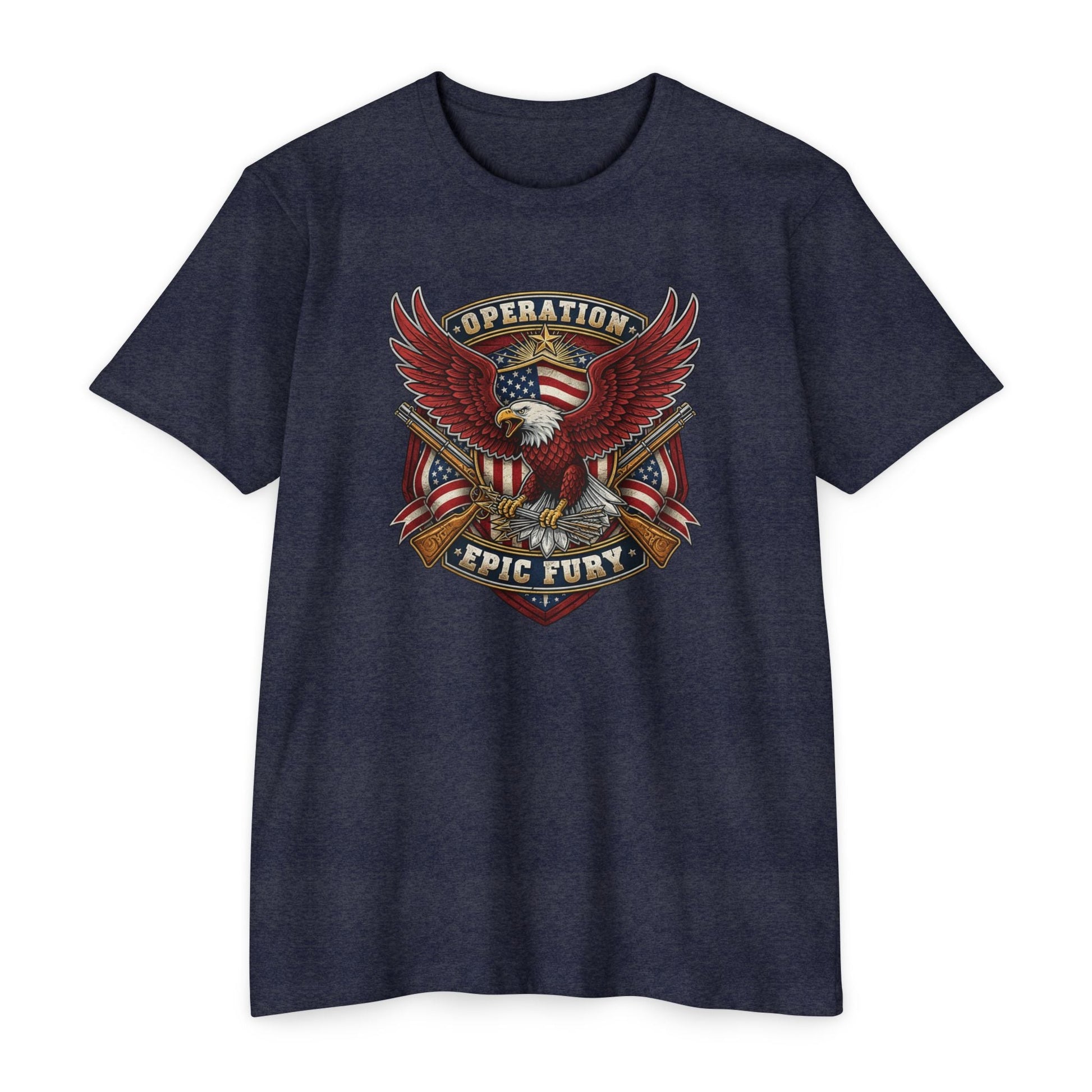 Operation Epic Fury Eagle T-Shirt — Patriotic American Flag Military Design - PatriotDepot.com