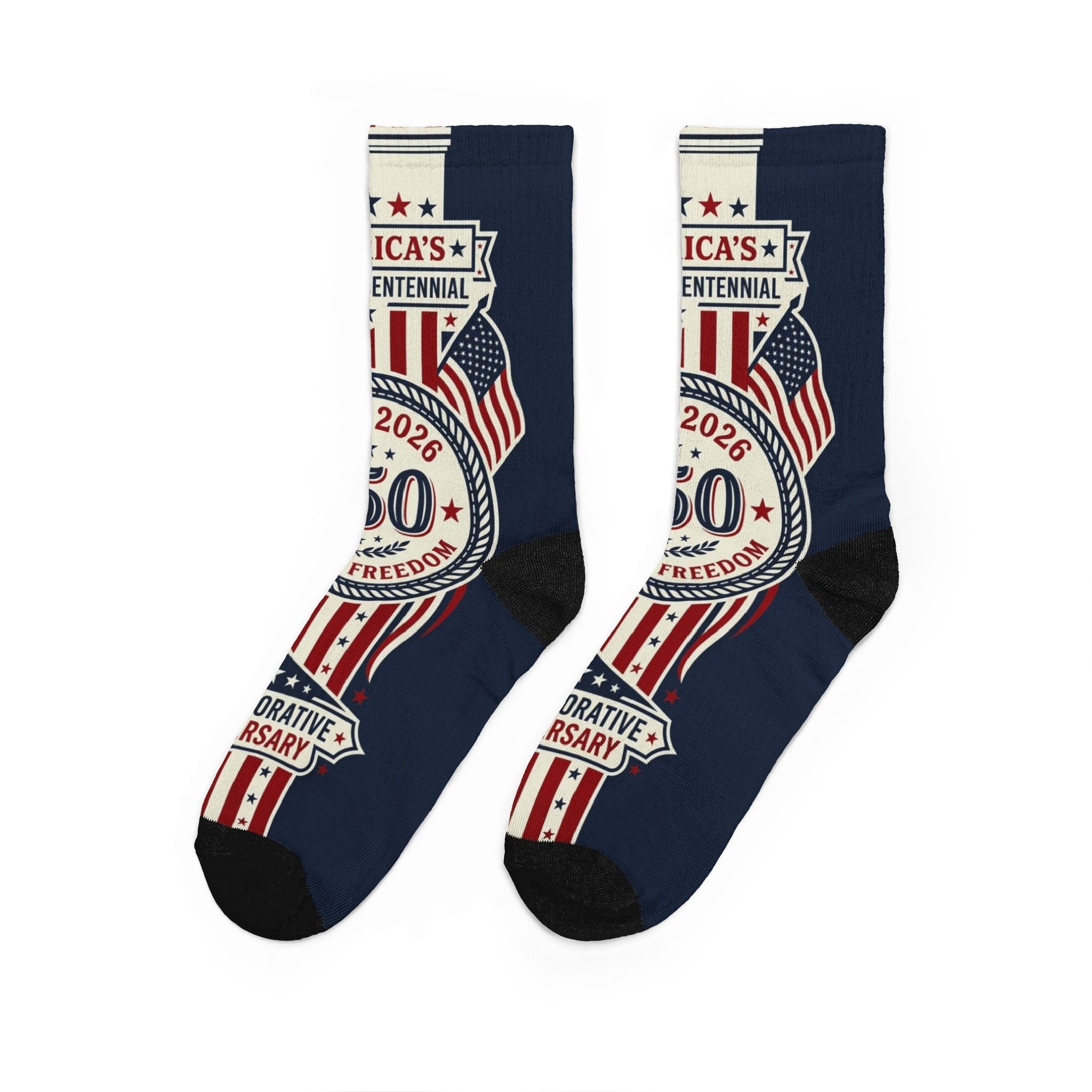 Patriotic 250th Anniversary Crew Socks – America Bicentennial Commemorative Design - PatriotDepot.com