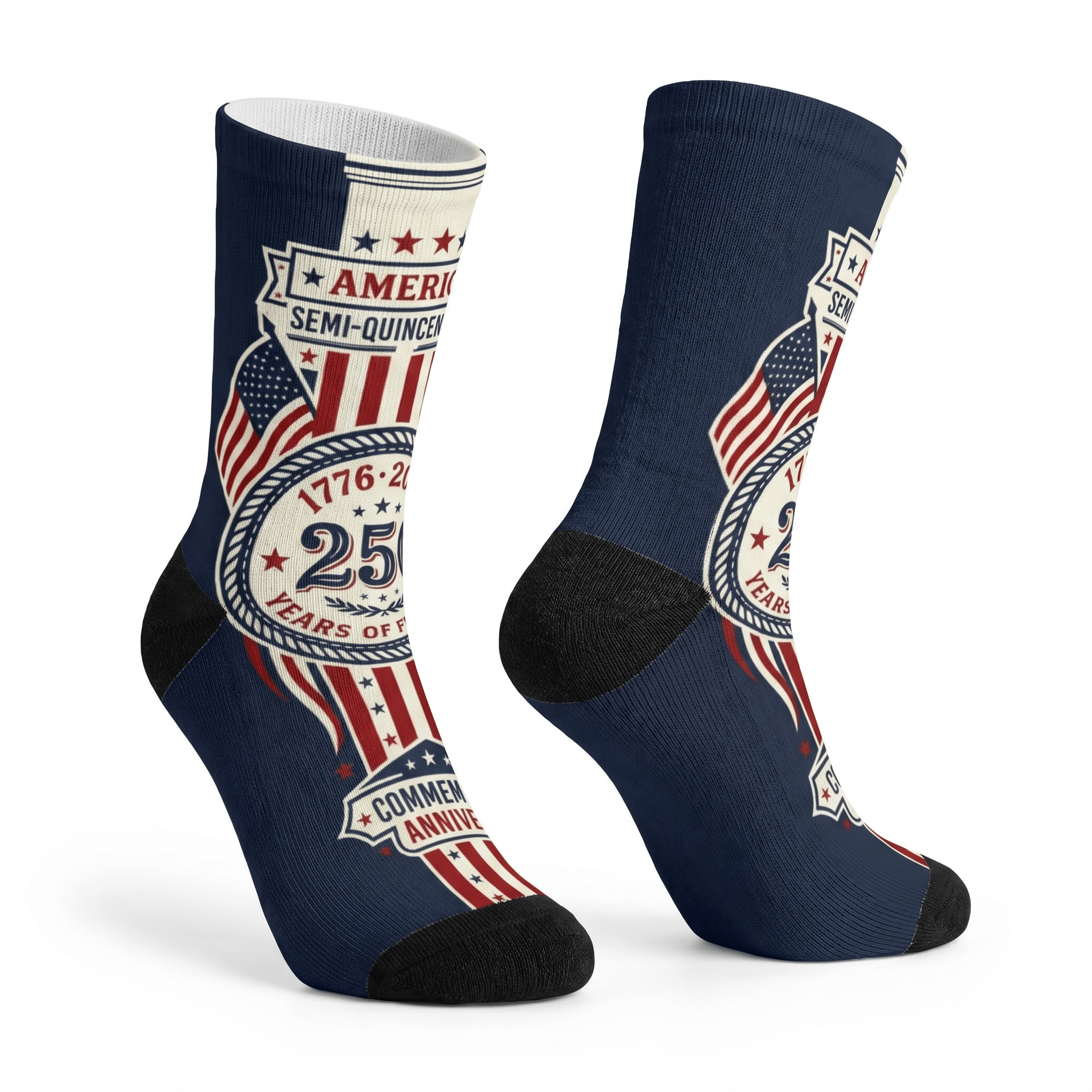 Patriotic 250th Anniversary Crew Socks – America Bicentennial Commemorative Design - PatriotDepot.com