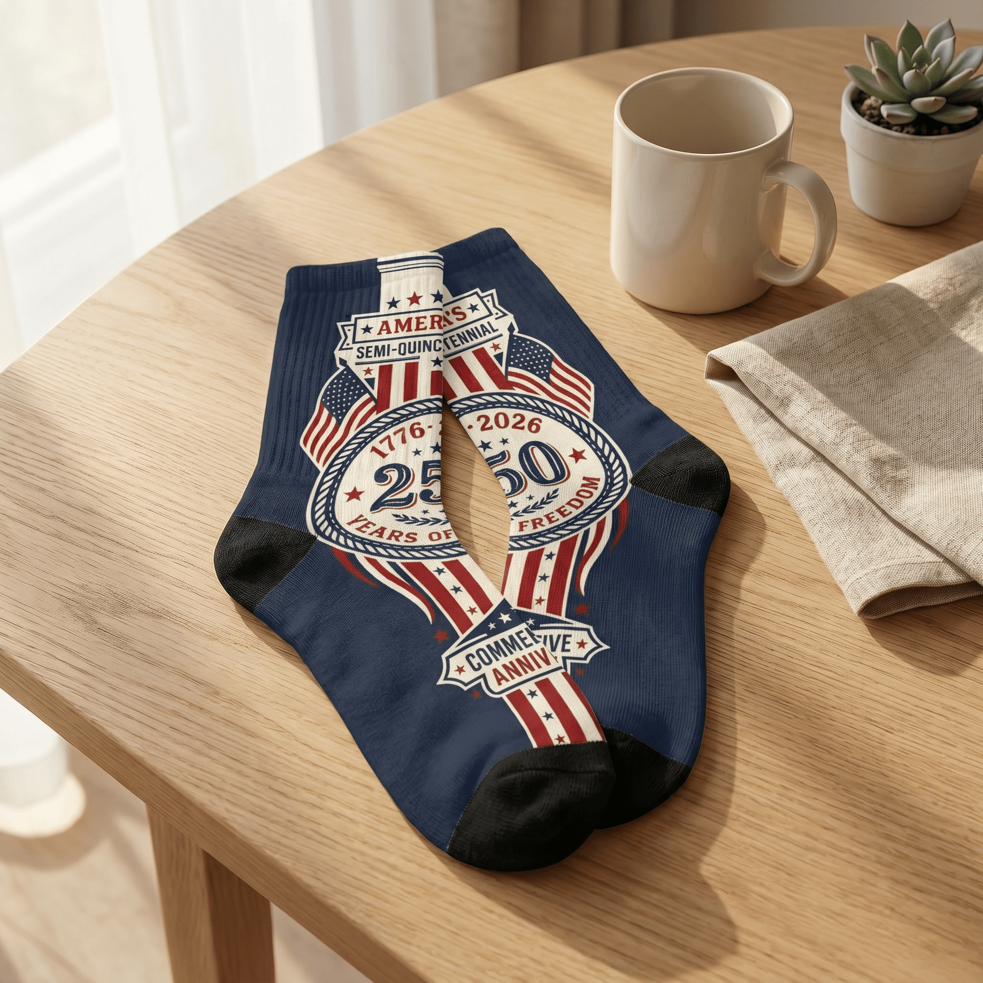 Patriotic 250th Anniversary Crew Socks – America Bicentennial Commemorative Design - PatriotDepot.com