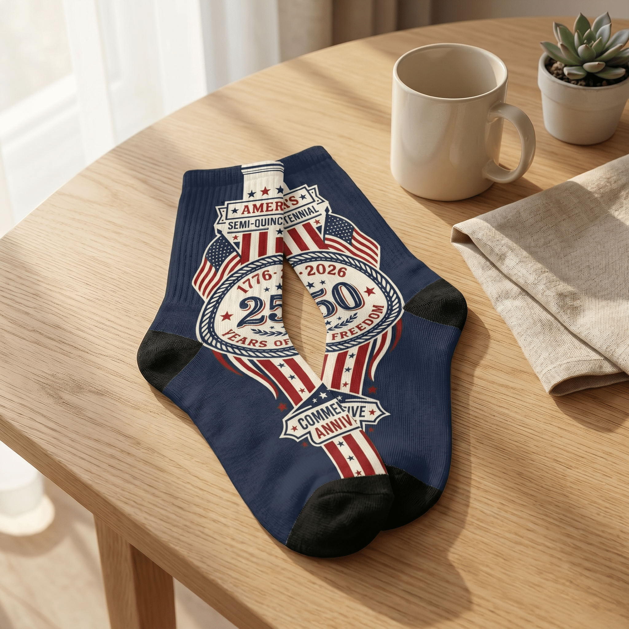 Patriotic 250th Anniversary Crew Socks – America Bicentennial Commemorative Design - PatriotDepot.com